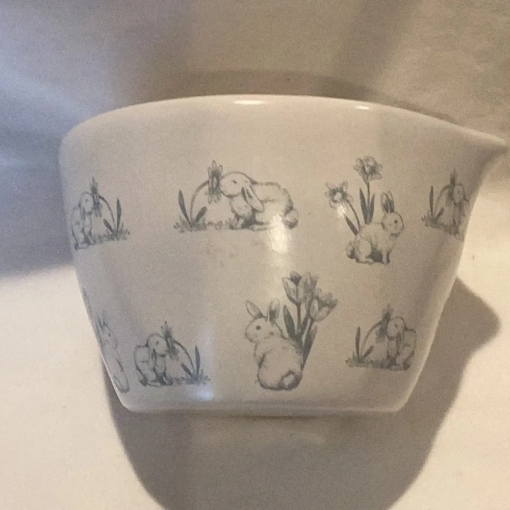 Rae Dunn Easter Blue Bunny Script measuring cups
